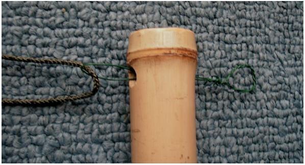 Bamboo poles can be tied together using any of the traditional lashing knots used for pioneering projects, such as the square lashing, round lashing, diagonal lashing, shear lashing, tripod lashing,