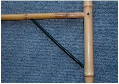 Diagonal braces can be added to any of the bamboo joints that form right angles. (The ends of the diagonal braces can be pinned in place or securely wrapped and lashed in place, if desired.