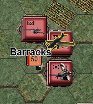 First, let s click on the original target hex that contained the Soviet guns. Click the Airplane button, (see example to the left).