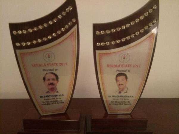 APPRECIATION TO THE PRESIDENT AND SECRETARY OF NNF KERALAFROM IAP KERALA FOR REVIVING NNF IN KERALA DR