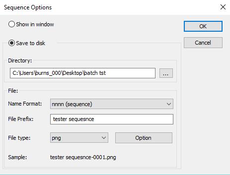 Options Clicking on this Button opens up the Sequence Options Window.