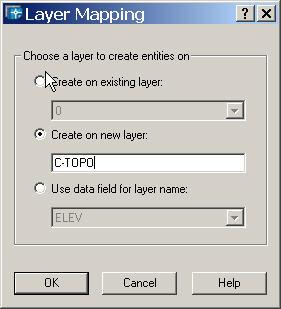 7. Click on the Drawing Layer Column and create or choose a layer the data is to be placed on.