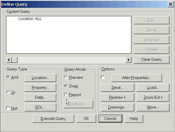 On the Define Query dialog box under Query Type select the Location Button. 13.