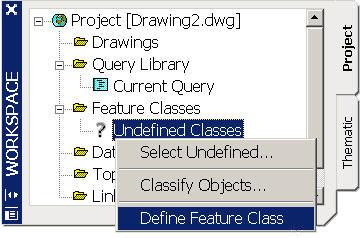 11. Right-Click on Undefined Classes, from the Feature Class object within the Map workspace, 12. Select Define Feature Class, from the context menu, 13. Select the Polyline drawn in step 6, 14.