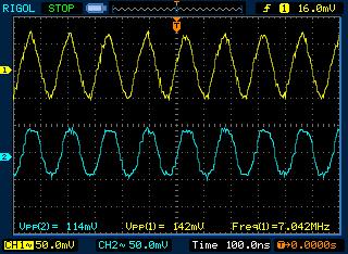 Real Circuit Results below are with the entire receiver section was completed. Below is the input and output of the when all of the receiver section was completed. o Local oscillator is at 7.