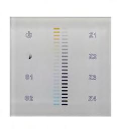 4 Zone TUNABLE WHITE TOUCH PANEL CONTROLLER DESCRIPTION Our Teucer 4 zone Tunable White Touch Panel allows users to control up to 4 zones of Tunable White LED Strip.