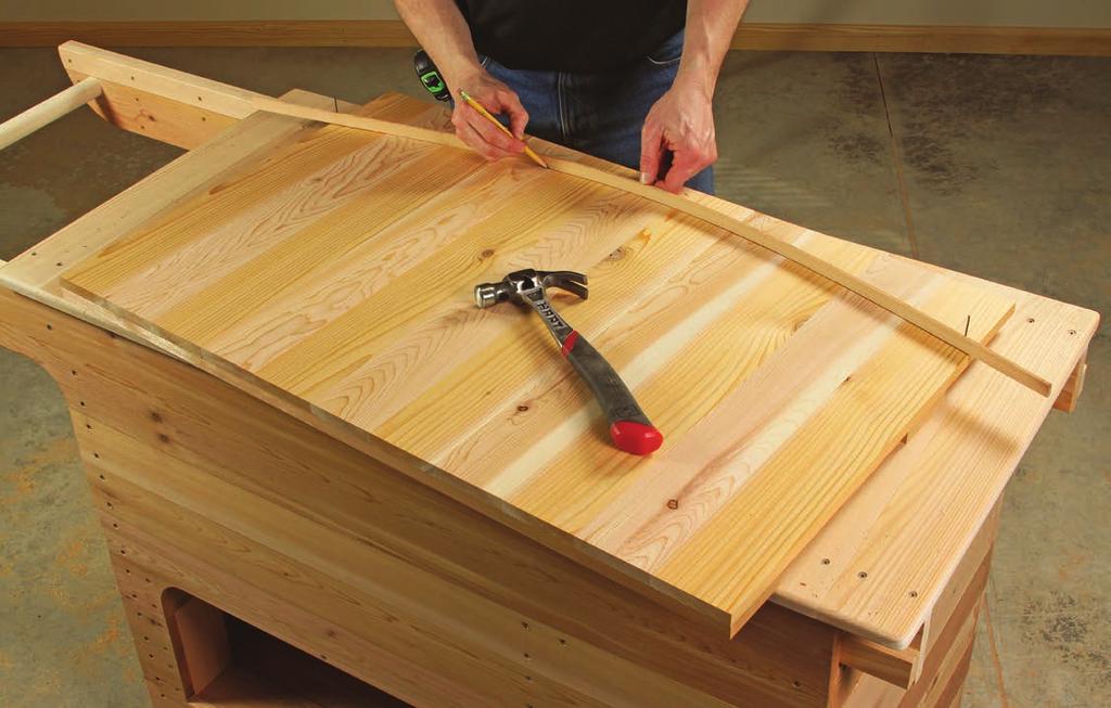 OPTIONAL SIDE SHELF You can add even more deck space to your cart by installing a tip-up side shelf, and it s simple to make. Cut two 38-1/2-in. stretchers (part 22) and 11 pieces of 24-in.