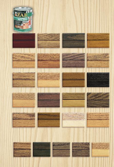 ZAR WOOD STAIN ZAR Oil-Based Wood Stain wipes on like furniture polish to stain and seal in one quick, easy application. It gives wood a natural range of color and enhances the wood grain.