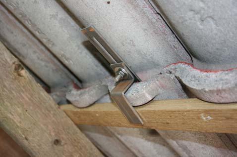 From inside the roof fit the batten clamp (item 0) over the batten and secure using an M bolt, washer and nut