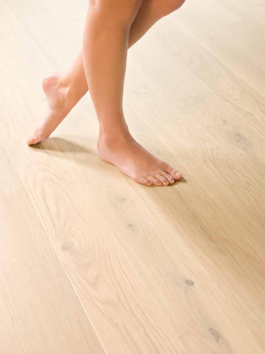 7 Enjoy immediately Unlike other wood floors, Quick-Step Timber can be enjoyed as soon as it is installed. There is no need to endure the dust and smells associated with onsite coating or oiling.