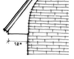 On large homes, materials usually change from the first to the second floor (e.g., brick to halftimbering).