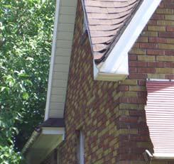 downspouts in painted or prefinished metal Cladding Brick (usually