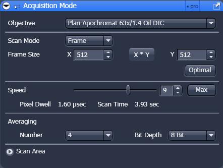 Scanning an image Setting the parameters for scanning " Select the Acquisition Mode tool from the Left Tool Area (Fig. 18).
