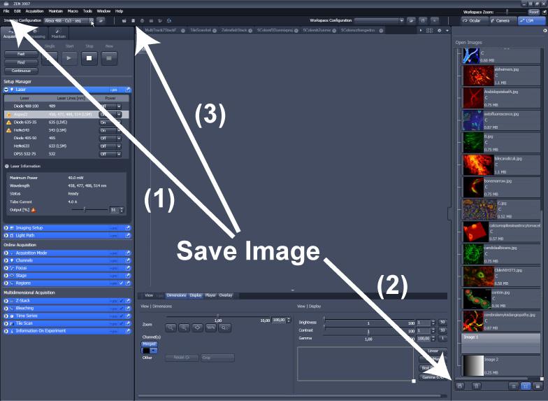 Storing and exporting image data " To save your acquired or processed images, click on the Save or Save As button in File Menu (Fig.