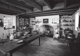 This area was used for cooking and eating. Most early colonial homes were simple, rectangular-shaped buildings that measured about sixteen feet long and fourteen feet wide.