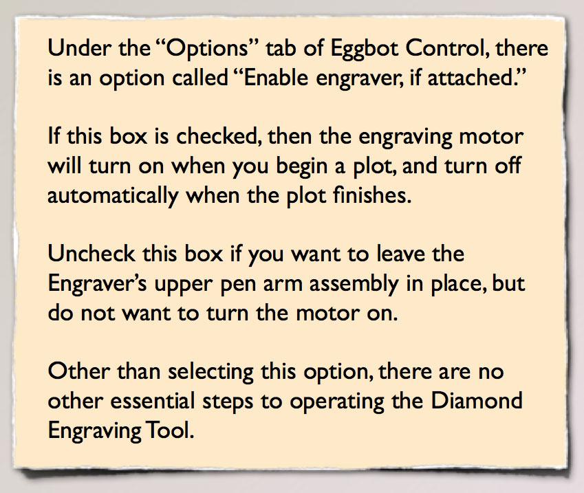 Uncheck this box if you want to leave the Engraver s upper pen arm assembly