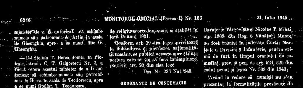 Parehetal Tribitnalului Cluj primul procurer al Tribunalului PM, in conformitate eu dispozttiunile itrt. 3 din D. ii. Nr. 4.062, publicat In isionitonr1 Oieia1 Nr.