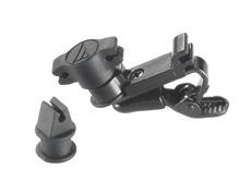 stands For use with any microphone using a stand clamp AT8460 Clothing clip, plastic. Rotatable microphone position.