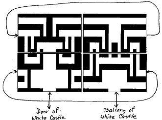 Figure 9: Room Topology of the Red Maze MIT Press The player must bring a Bridge through the door of the castle to get to the balcony.