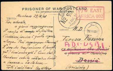 War postcard from a prisoner in an internment