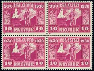 set, Official 15a., also four printing errors with 1e. with broken left frame (Facit 91vi), fine used. (12) 50-100 1064 1920 King Christian type 1 1e. to 5k. set (Facit 124-144), Official 3a. to 5k. (Facit Tj42-Tj52) 20a.