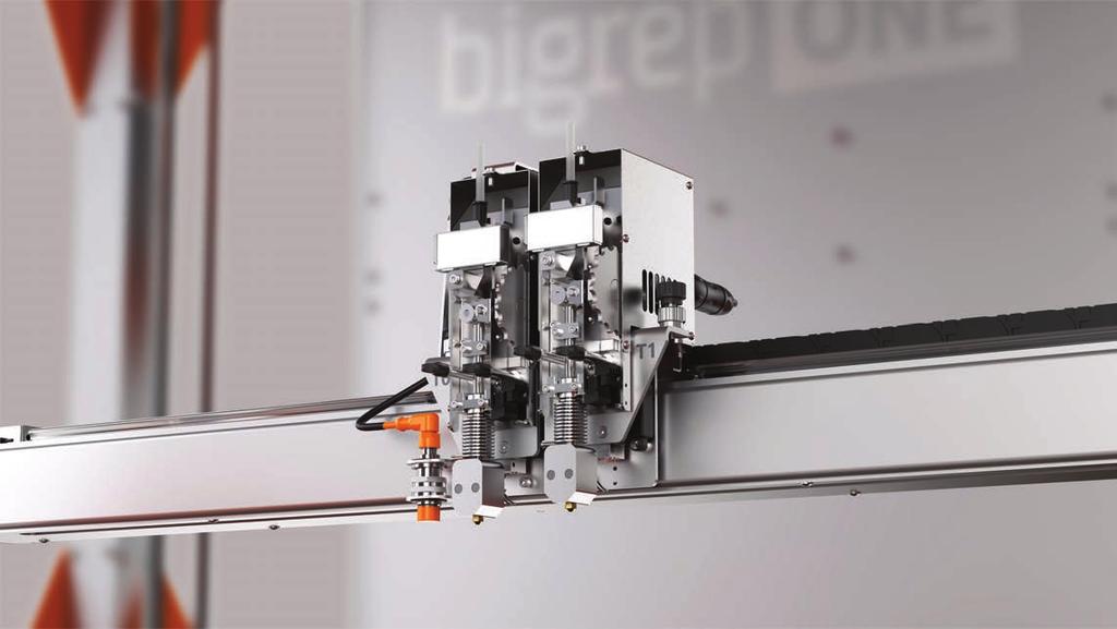 OUR NEW POWER EXTRUDER Print faster, and in a wider variety of print specifications, by installing a BigRep Power Extruder on the BigRep ONE. Compatible with our new power hot ends with 0.