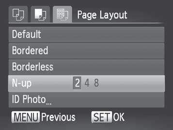 Printing Images Still Images Choosing Paper Size and Layout Before Printing 1 Choose [Paper Settings].