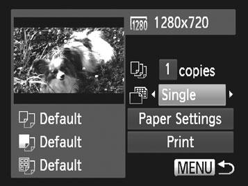 Printing Images Printing Movie Scenes Movie Printing Options Single Sequence Movies 1 Access the printing screen. Follow steps 1 5 on = 166 167 to choose a movie, and then press the <m> button.