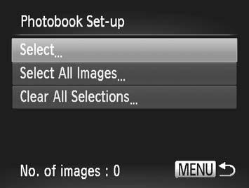 Printing Images Adding Images to a Photobook Still Images Photobooks can be set up on the camera by choosing up to 998 images on a memory card and importing them into the included software on your