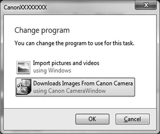 Included Software, Manuals Choose [Downloads Images From Canon Camera using Canon CameraWindow] and then click [OK]. Double click [ ].