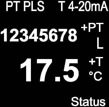 8 digits. The partial and total volumetric meters therefore have a smaller font size than the flow and temperature display.