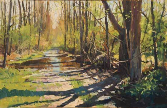 New Work Road to the Stream and Trout Season Road to the Stream, 12x16, oil on aluminum panel These paintings are of an abondanded railroad grade that is now a rustic trail/ road in New Wilmington,
