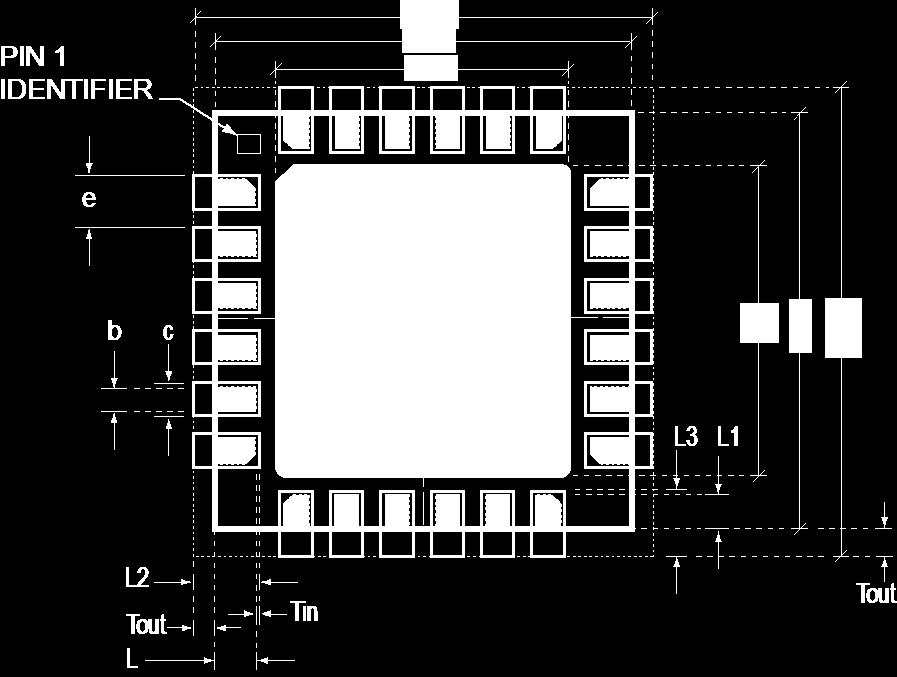 9.3 PCB Design Guidelines: The Pad Diagram using a JEDEC type extension with solder rising on the outer edge is shown below.