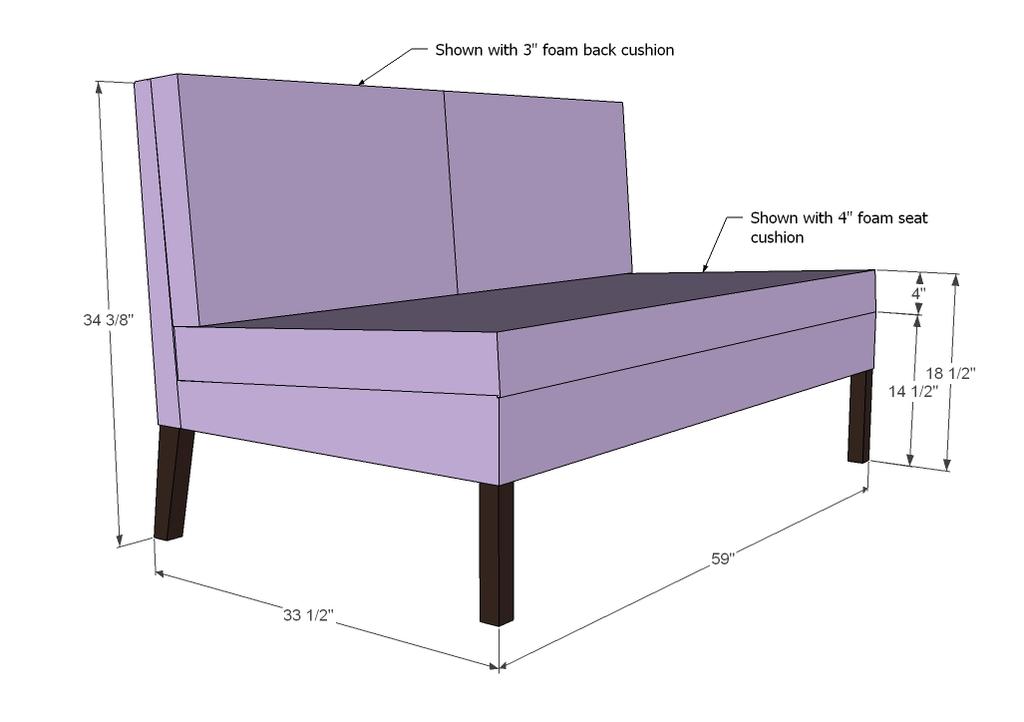 2 2x4 @ 8 feet long 1 1x2 @ 8 feet long 4 2x2 @ 8 feet long 2 2x6 @ 8 feet long 2 sheets 1/8 plywood or other backing material (firm cardboard could work for back but probably not seat or upholstery