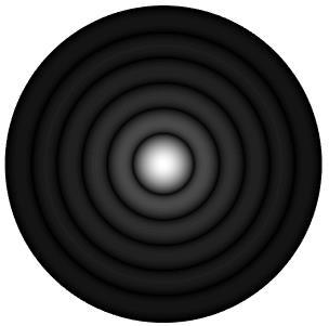 Left: The image represents a black and white time exposure photograph of the diffraction pattern that would be observed on an observation screen.