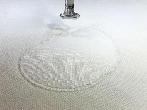 13. Once the main fruit shape appliqué is completed, the design will cue you