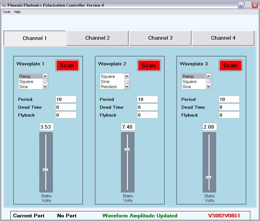 PC control and setting Selectable channels Individual waveplate programming