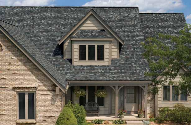 Our Storm Cloud shingles offer a cool contrast to a warm exterior.