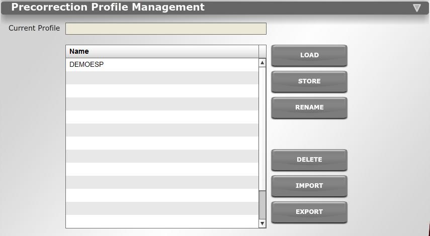 2.5 Profile Management This user interface panel allows the user to save the settings in a profile. This profile summarizes in one file the characteristics of your transponder.