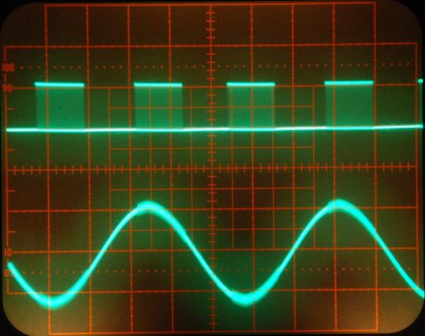 This is in the 1X mode. Waveform 6 Bottom trace TP-1 showing 6 KHz audio.