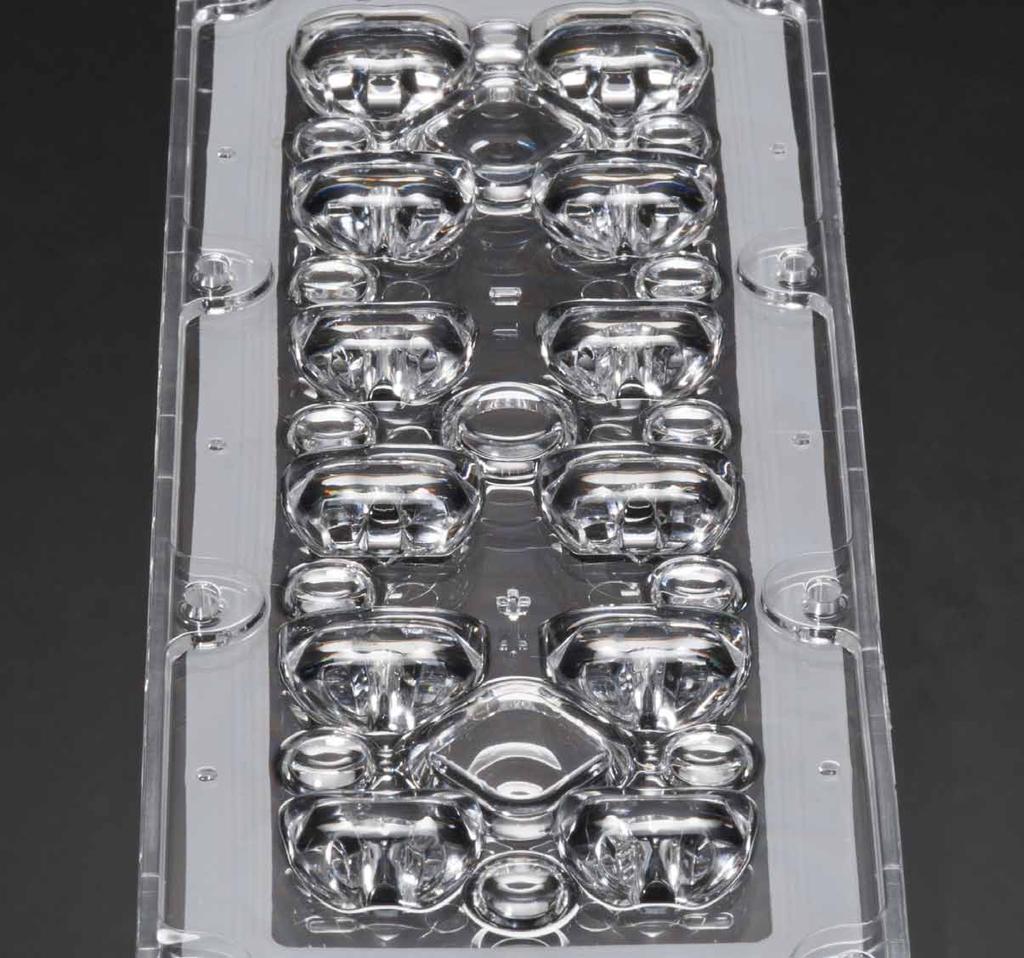 PRESS RELESE Precision moulded silicone gasket for IP67 rating individually optimized optical elements Location pins for precise positioning Space reserved for PB connectors and screws