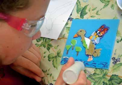 Each child made a drawing then recreated it in glass using methods and tools that Norris often improvised as needed.