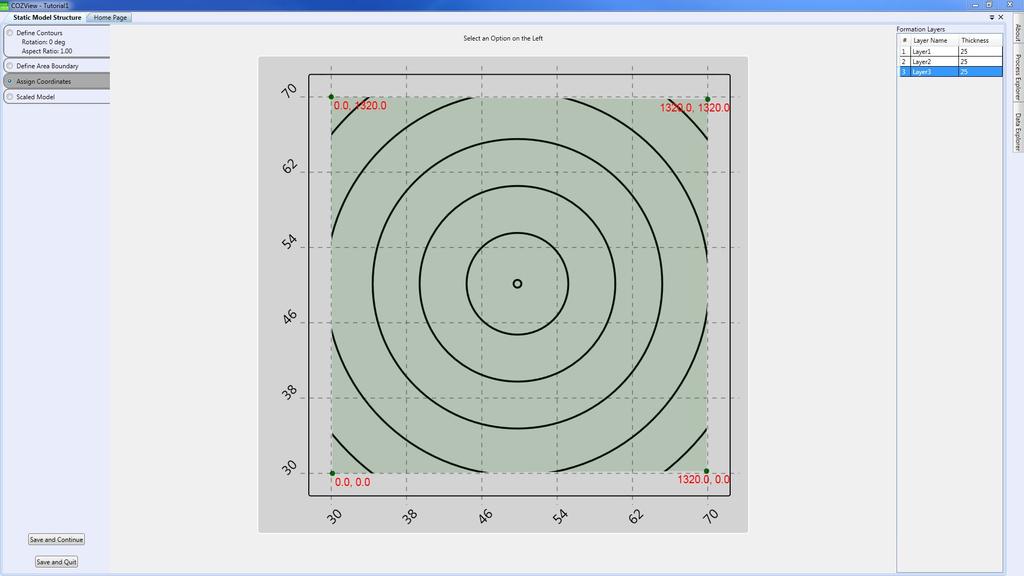 Assign Coordinates allows the user to provide coordinate positions for each of the boundary