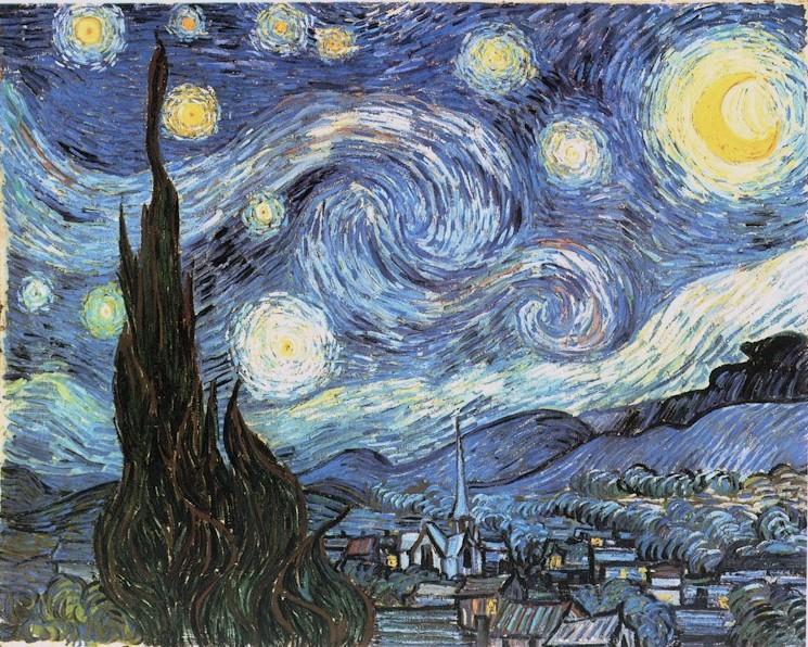 In Starry Night, famed artist Vincent Van Gogh creates