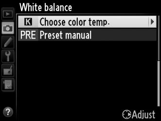Choosing a Color Temperature When K (Choose color temp.