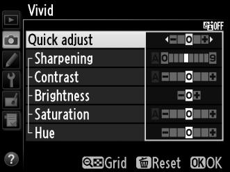 Modifying Existing Picture Controls Existing preset or custom Picture Controls (0 169) can be modified to suit the scene or the user s creative