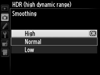 Choose higher values for high-contrast subjects, but note that choosing a value higher than required may not produce the desired results; if Auto is selected, the camera will automatically