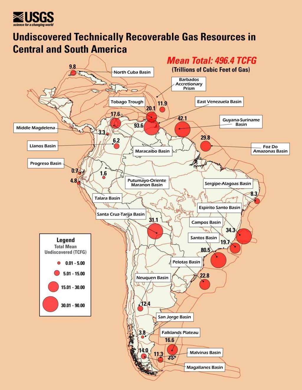 Gas 8% of Undiscovered Potential of Latin America 42 TCF of Gas