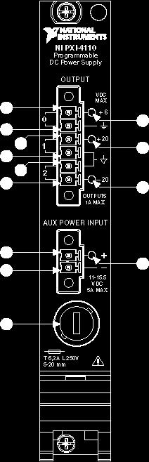 NI PXI-4110 Front Panel The following figure illustrates the NI PXI-4110 front panel.