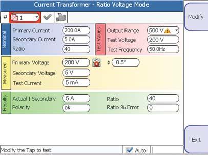 STS 4000 MULTIFUNCTION SUBSTATION MAINTENANCE & COMMISSIONING TEST EQUIPMENT TEST OF CURRENT TRANSFORMER CT RATIO AND POLARITY VOLTAGE METHOD The ratio measurement is performed applying high-voltage